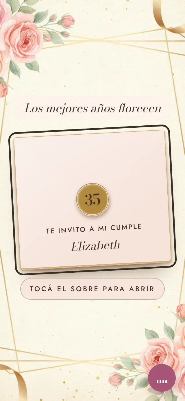 Portada de la invitación de muestra, estilo Rosas Doradas