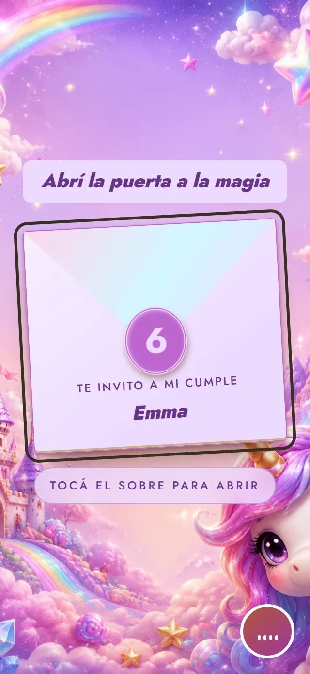 Portada de la invitación de muestra, estilo Unicornio