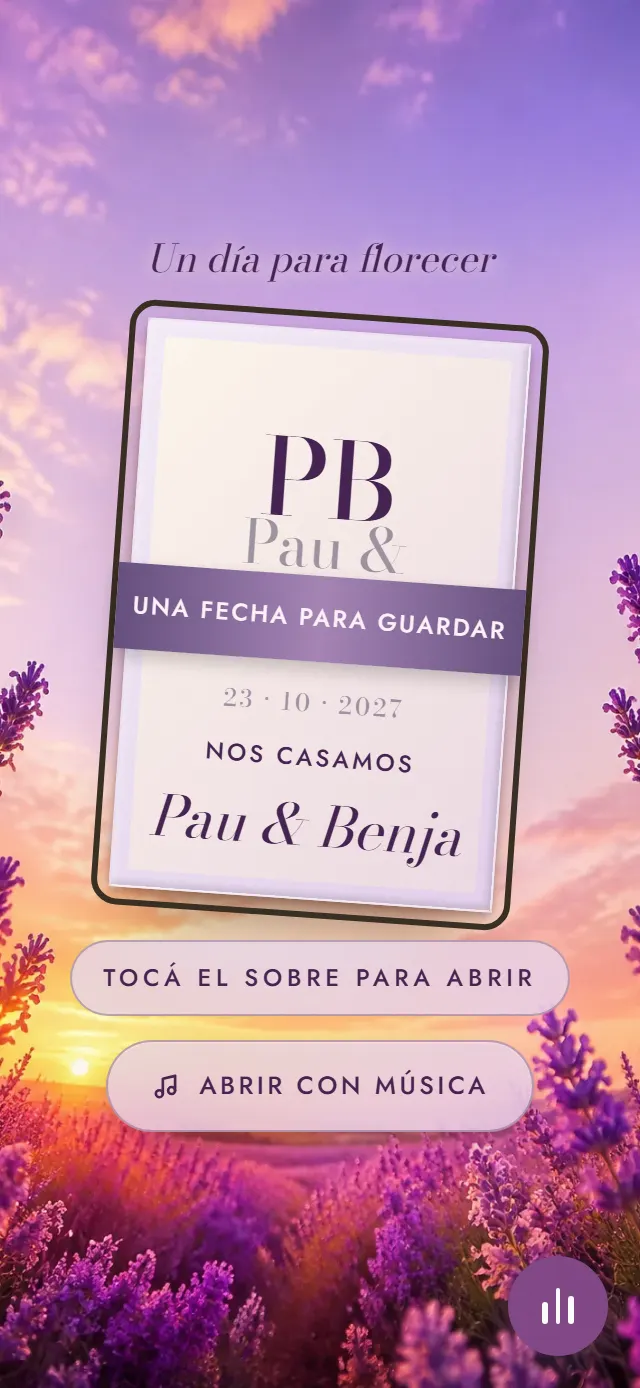 Portada de la invitación de muestra, estilo Lavanda Suave