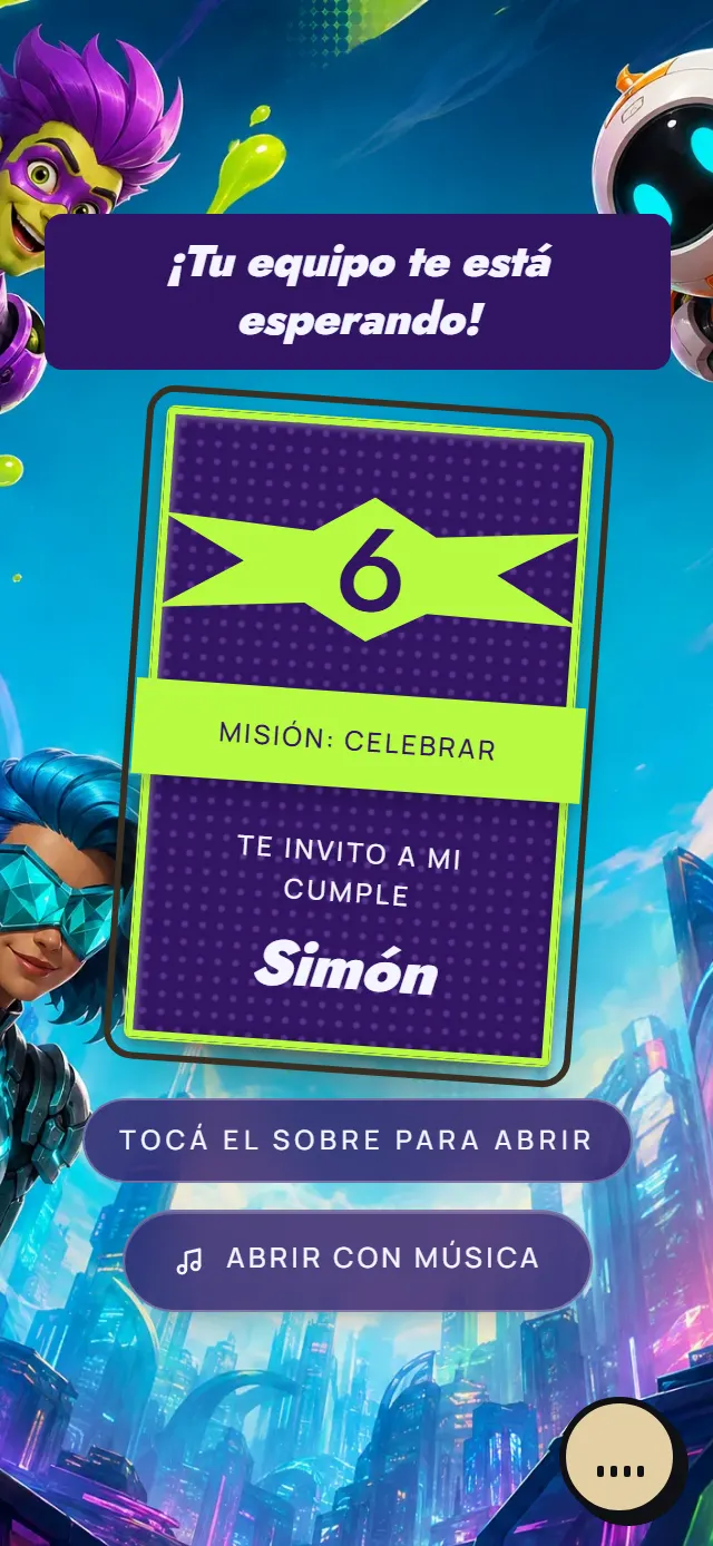 Portada de la invitación de muestra, estilo Superhéroe