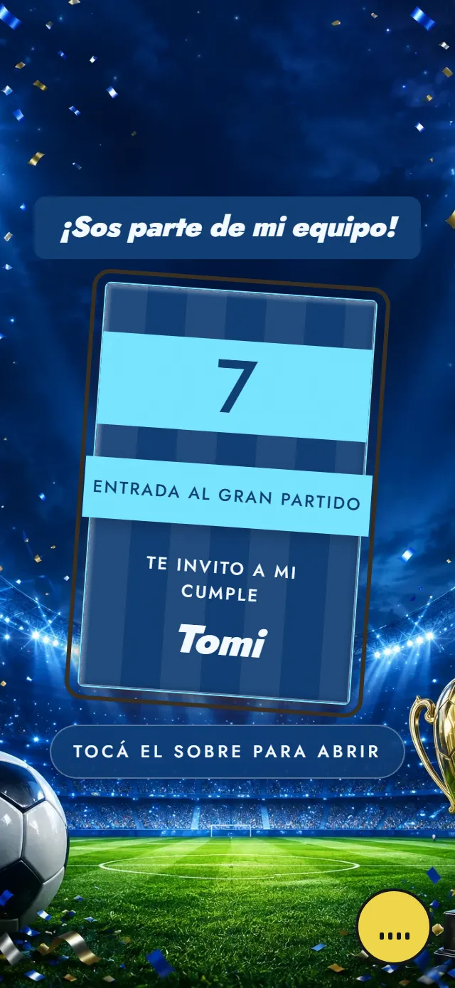 Invitación de Tomi, un ejemplo de cumpleaños de chicos